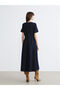 Özmarka New Season Crew Neck A-Line Jean Dress - 4