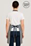 Navy Blue-White Striped Premium Woven Gabardine Fabric, Middle Divided Pocket, Kitchen Apron Unisex - 3