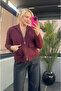 Burgundy Zippered Pocket Detailed Bearded Cardigan - 3