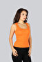 Women's Thick Strap Round Neck Sleeveless Logo Orange Tank Top - 2