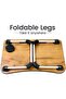 Portable Folding Bed Laptop Desk with iPad & Cup Holder - Beige - 3