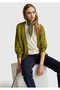 Women's khaki green alpaca and wool blend ribbed button cardigan - 5
