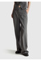 Women's dark grey viscose blend wide leg pants with pockets