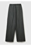 Women's dark grey viscose blend wide leg pants with pockets - 4