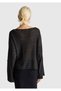 Women's black alpaca and wool blend button detailed waist tied sweater - 3