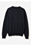 Men's navy blue wool blend crew neck multi-color effect knitwear - 4