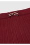 Girl's burgundy 100% acrylic pleated knit skirt with drawstring waist and bow detail - 3