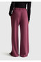 Women's Plum Modal Blend Pocketed Lace-Up Waist Wide Leg Sweatpants - 3