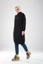 Women's Black Zippered High Collar Pocketed Soft Textured Hijab Sports Tunic / Dress _2290 - 2
