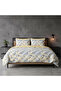 Double Duvet Cover Set with Elastic Fitted Sheet Kırkyama Yellow