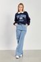 Women's Elastic Waist Gabardine Loose Trousers - Blue Snow - 3