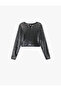 Long Sleeve Crew Neck Shiny Blouse - 2