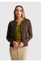 Women's dark brown 100% merino crew neck cardigan
