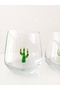 Cactus Glass Figured Decorative Water Glass Set of 2 - 3