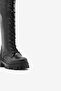 Black Genuine Leather Lace-Up Side Zipper Women's Below-The-Knee Boots - 5