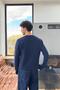 Snap Fastener Oversized Long Sleeve T-Shirt Navy Blue - 2