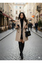 Suede Look Belted Lined Oversized Coat