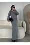 V-Necklace Buttoned Long Skirt 2-Piece Cardigan Set
