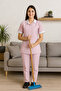 Women’s Checkered Housemaid Uniform Set with Zipper Closure – Short Sleeve Top and Pants - 2
