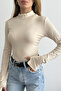 Women's Turtleneck Finger Detail Finger-Looped Blouse - 2