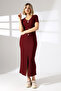 Lycra Gold Buttoned Half Sleeve Stylish Dress with Slit - 4