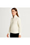 Women's Half Zip Knit Sweater – Thessaloniki Knit, Stand Collar, Cotton Woven, Oversize Long Sleeve - 4