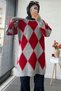 Baklava Pattern Soft Knitwear Women's Sweater – Red - 5