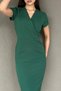 V-Neck Double Fabric Pencil Dress - 2