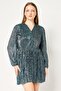 Women Metallic Mini Dress, Teal Green