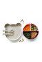 Little Teddy Bear Nutrition Set |   Divided Food Plate & Cutlery Set Pink-Cream