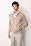 Men's Judge Collar Felt Knitwear Wool Coat with Chest and Pocket Details, Dark Beige