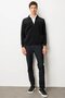 Men's Judge Collar Felt Knitwear Wool Coat with Chest and Pocket Black - 5