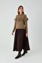 Defne Selanik Front and Sleeve Ruffled Sweater Toprak - 3