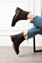 Brown Women's Side Elastic Boots K66