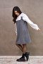 Short Anthracite Square Collar Casual Gilet - 5