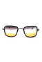 Gradient Purple Yellow Glass Square Glasses – Black Metal Frame, Stylish Unisex Model