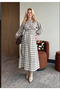 Women's Gingham Woven Long Belted Dress - 2