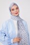 شال ذو نمط سلسلة مربعة باللون الأزرق السماوي - 4