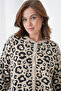 Midi Length Long Sleeve Front Buttoned Leopard Patterned Sporty Stylish Knitwear Jacket Suitable for Women's Hijab - 3
