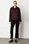 Textured Snap Button Coat Burgundy 06501