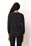 Women's V-Neck Front Long Striped Cardigan Black - 5