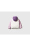 Girl's Ecru-Lilac Left Chest Logo Embroidered Pocket K Hooded High Collar Coat - 2