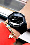 10 Atm Water Resistant Quartz Women's Wristwatch Black Color Silicone Band - Gift Bracelet Qqb2001C10 - 3