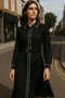 Maxi Length Pleated Buttoned Woven Dress with Belt Detail AW25EL0016 - 5