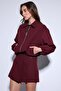 Burgundy Zippered Bomber Women's Jacket - 5