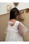 Ekru Back Bow Floral Embroidered Tulle Skirt Long Tulle Sleeves Girls' Dress for Baby Girls - 2