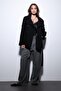 Black Mock Neck Double-Breasted Women's Coat