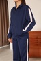 Women's Navy Blue Side Striped Detail Tracksuit Set - 4
