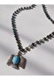 Antique Bird Detailed African Turquoise Men's Necklace - 6