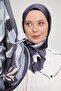 Anthracite Abstract Floral Pattern Brand Shawl - 3